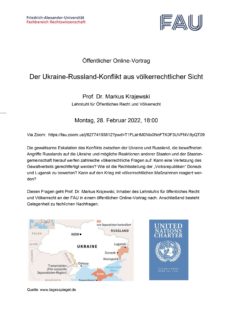 Towards entry "Note: Public online lecture “The Ukraine-Russia conflict from the perspective of international law” by Prof. Dr. Markus Krajewski"
