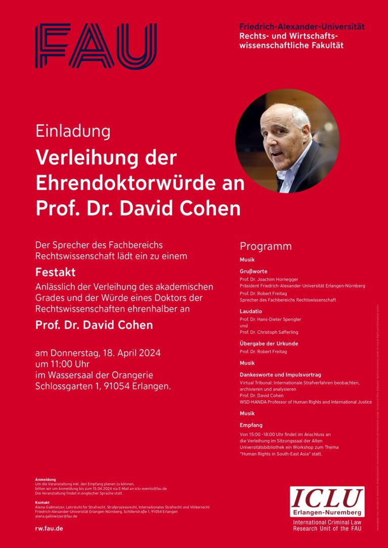 Honorary Doctorate Awarding Ceremony of Professor David Cohen