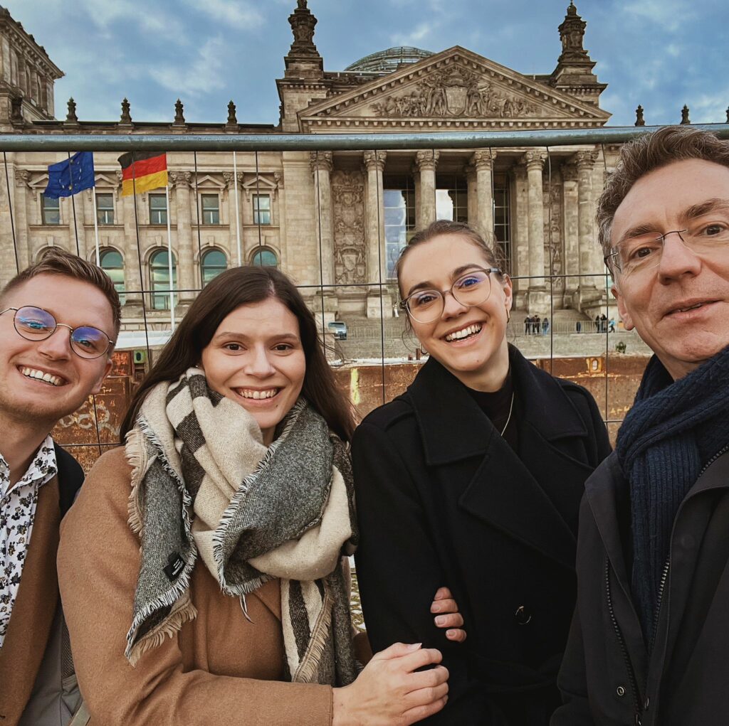 The Project Coordinators' visit in Berlin (from the right: Prof Dr Christoph Safferling, Alena Gallmetzer, Luisa Hartmann and Kris Bühler)